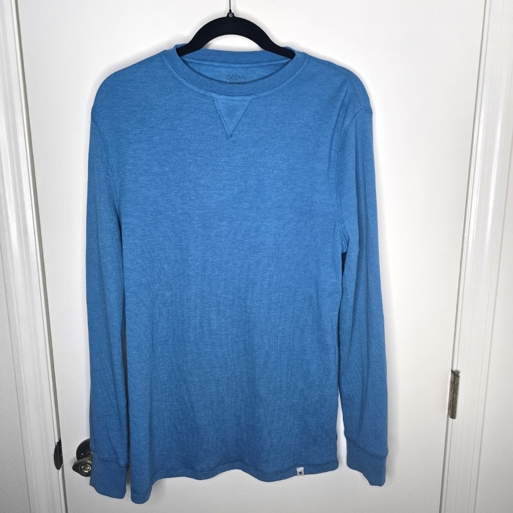 Ocean + Coast Travis Teal Waffle Knit Longsleeve T-Shirt NWT Size small